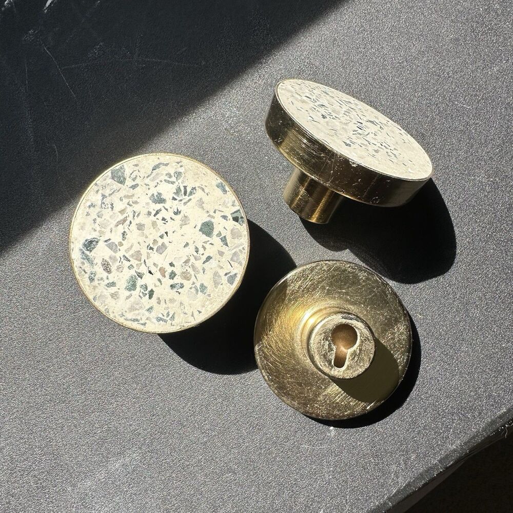 Project 62 Wall Hooks Hangers Lot Of 3 Terrazzo With Brass Metal Finish Border